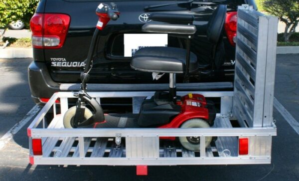 XL 49"L X 29"W Aluminum Wheelchair Mobility Scooter Folding Tow Hitch Carrier Rack Loaded