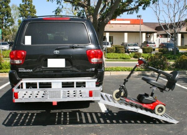 XL 49"L X 29"W Aluminum Wheelchair Mobility Scooter Folding Tow Hitch Carrier Rack Ramp Loaded