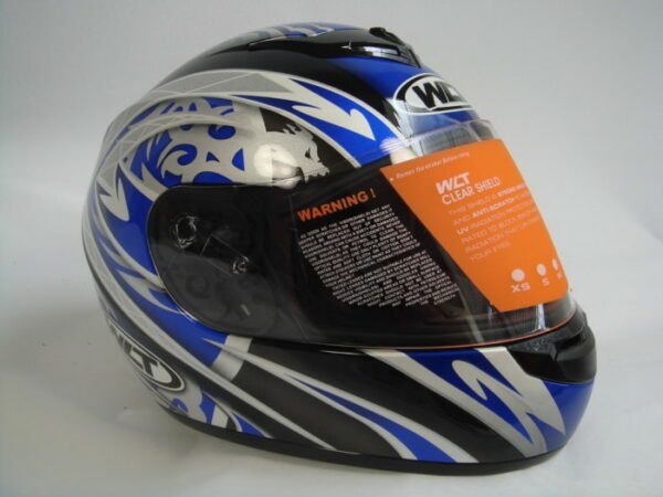 wma full face motorcycle helmet blue silver
