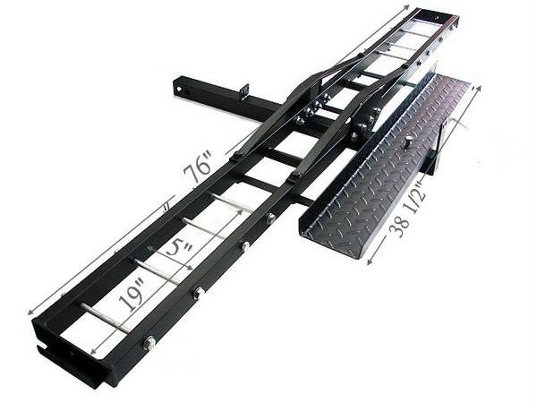 500 lb Single Steel Motorcycle Dirt Bike Tow Hitch Carrier Rack Hauler With Loading Ramp Dimensions