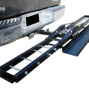 500 lb Single Steel Motorcycle Dirt Bike Tow Hitch Carrier Rack Hauler  With Loading Ramp Side View