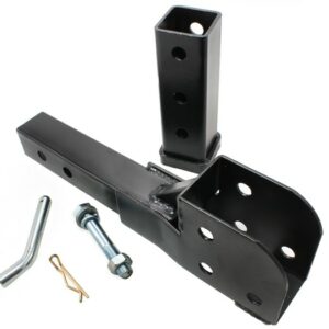 Folding Tilt Up Hitch Shank Adapter to Fold Up Cargo, Scooter, or Wheelchair Carriers
