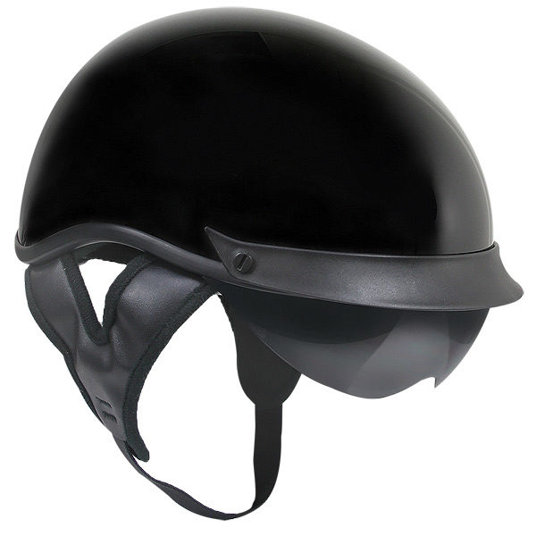Glossy Black Dual Visor Motorcycle Skull Half Helmet Skull DOT