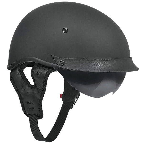 Dual Visor Motorcycle Half Helmet Matte Black