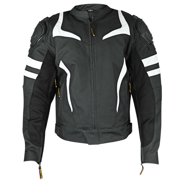 “Armored” Mens Black/White Motorcycle Jacket