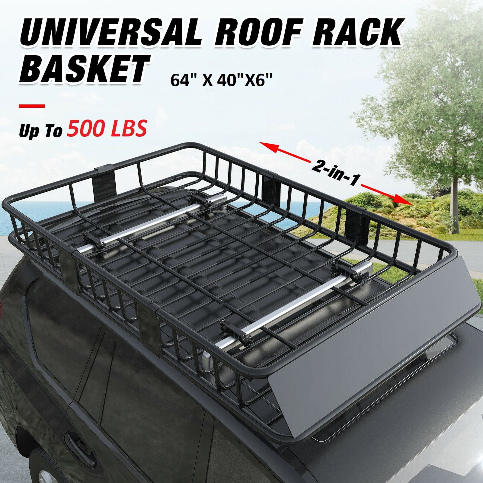 Universal Roof Rack Basket Car Top Luggage Carrier Cargo Holder Travel 48''  x 40