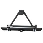 87-06 Jeep Wrangler YJ TJ Rock Crawler Rear Bumper & Swing Tire Carrier with D Rings Front View