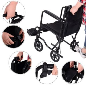 FDA Approved Lightweight Foldable Medical Wheelchair w/ Hand Brakes Features