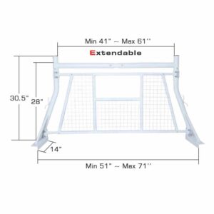 800 lb Truck Pickup Ladder Headache Back Rack with Window Guard Screen Protector Height and Width Dimensions