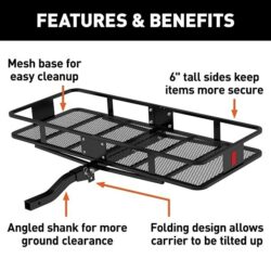 60" x 24" Folding Tow Hitch Cargo Carrier Features and Benefits