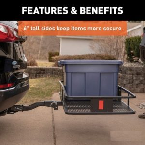 XL Folding Tow Hitch Cargo Carrier Travel Luggage Rack Basket