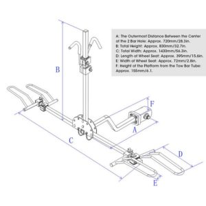 Diagram for 2 Bike Bicycle for 1-1/4″ & 2″ Hitch