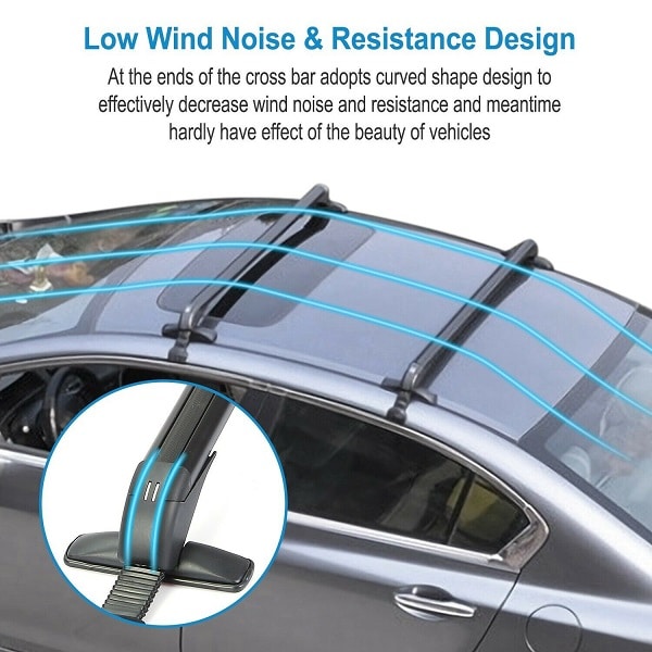 NOISE REDUCTION: low profile streamline design applied to roof rack to reduce the wind noise