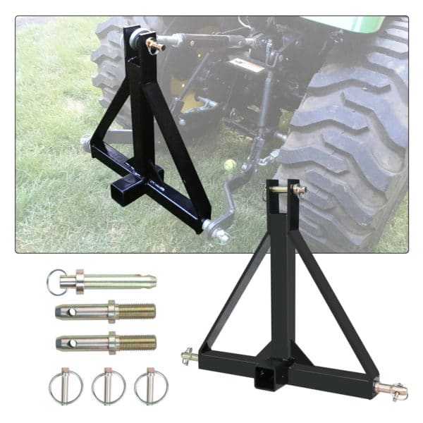 Tractor 3 Point 2" Receiver Trailer Hitch Category 1 Tow Drawbar Adapter - 1500 Lbs Capacity