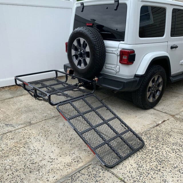 Tow Hitch Carrier Rack for Wheelchair Mobility Scooter Lawnmower Snow Blower with Ramp