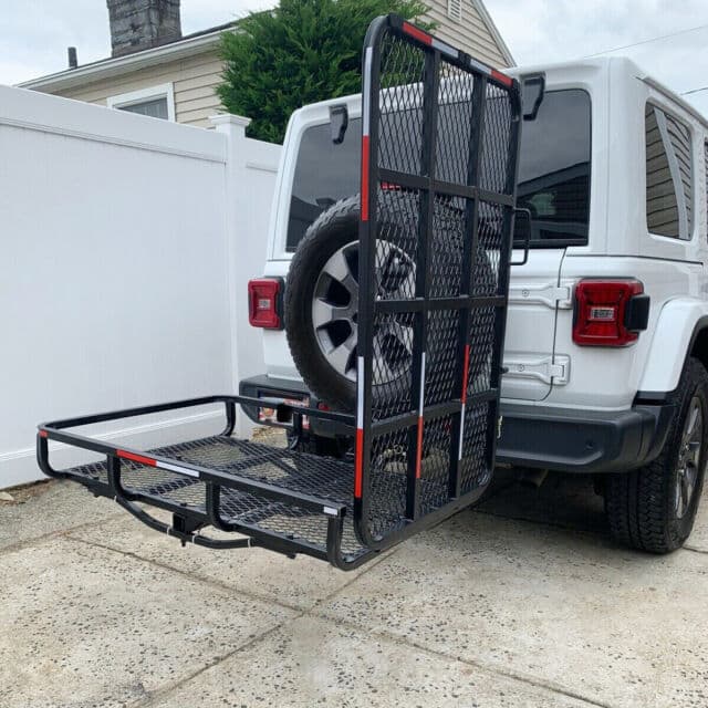 Tow Hitch Carrier Rack for Wheelchair Mobility Scooter Lawnmower Snow Blower with Loading Ramp