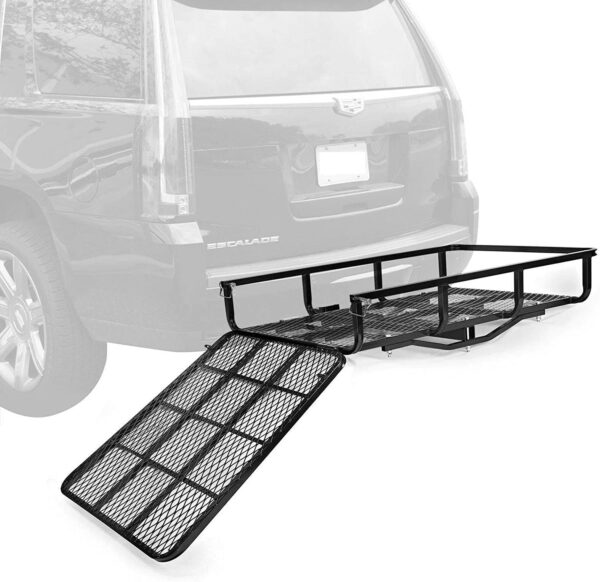 Tow Hitch Carrier Rack for Wheelchair Mobility Scooter Lawnmower Snow Blower with Loading Ramp – 500 lbs