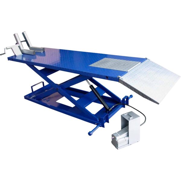 High-Rise Motorcycle Hydraulic Table Lift — 1500-Lb. Capacity, Blue/Gray, Model# M1500C-HR