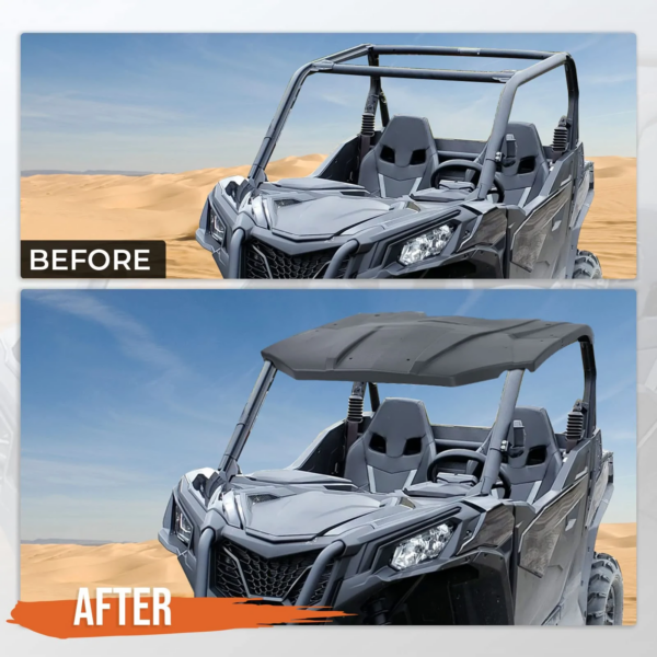 Before and After Hard Roof Fit Can-Am Maverick Sport Trail Commander