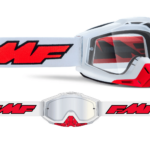 FMF Powerbomb MX Goggle Red Rocekt White Clear Lens Dirt Bike Off Road ATV UTV