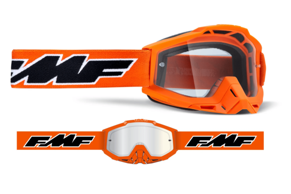 FMF Powerbomb MX Goggle Rocket Orange Clear Lens Dirt Bike Off Road ATV UTV Offroad