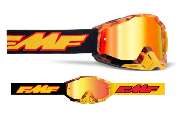 FMF PowerBomb MX Offroad Goggles - Orange Spark / Red Mirror Lens