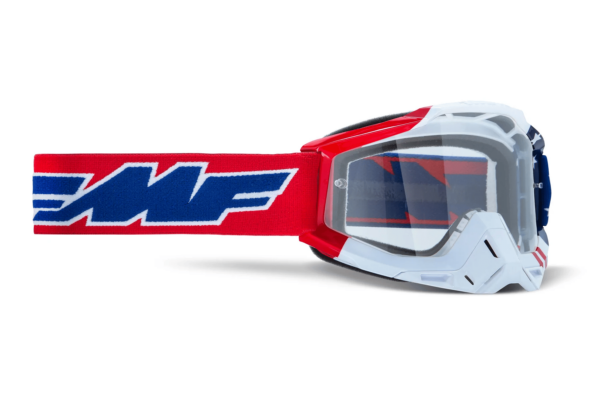 FMF Powerbomb MX Offroad Goggles Red US of A Clear Lens