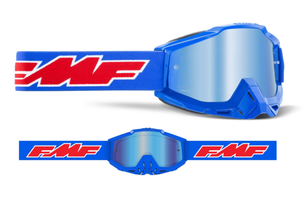 FMF PowerBomb MX Offroad Goggles - Rocket Blue / Blue Mirror Lens