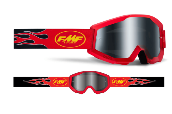 FMF Powercore Sand Flame MX Offroad Goggles - Red / Smoke Lens