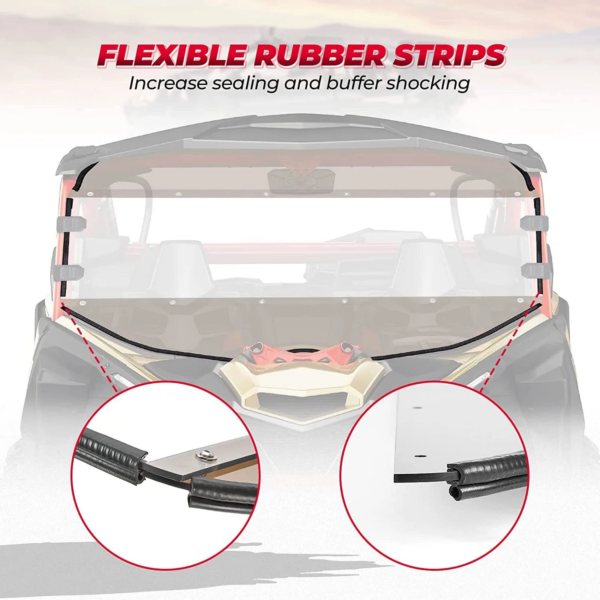 Tinted Full Windshield Fit Can Am CanAm Maverick X3 / MAX 2017-2023 with flexible rubber strips