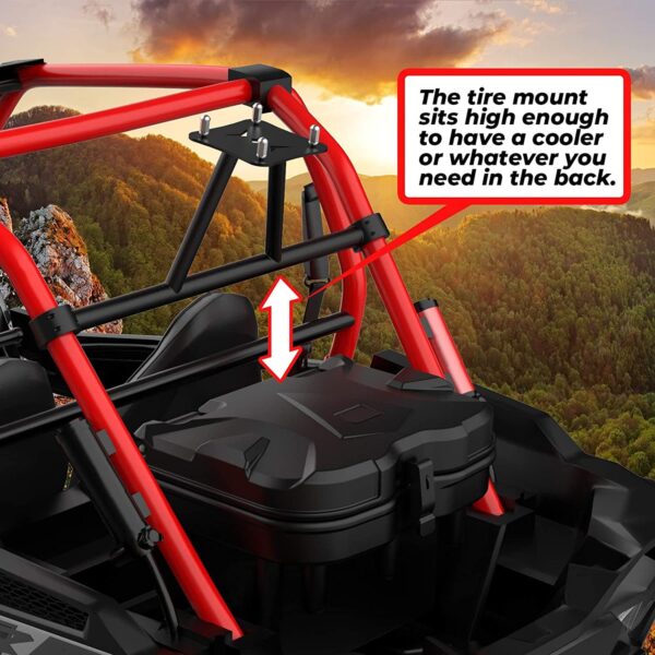 Polaris RZR XP 1000 / 4 1000 / Turbo Spare Tire Carrier Mount - UP TO 30" TIRE Accesss to Trunk