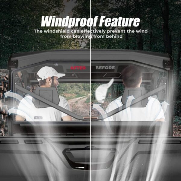 Rear Tinted Windshield Fit Can Am Defender HD 5/8/ 10/ MAX wind proof protection